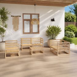 7 Piece Garden Lounge Set Outdoor Modular Lounge Furniture Brown Solid Wood