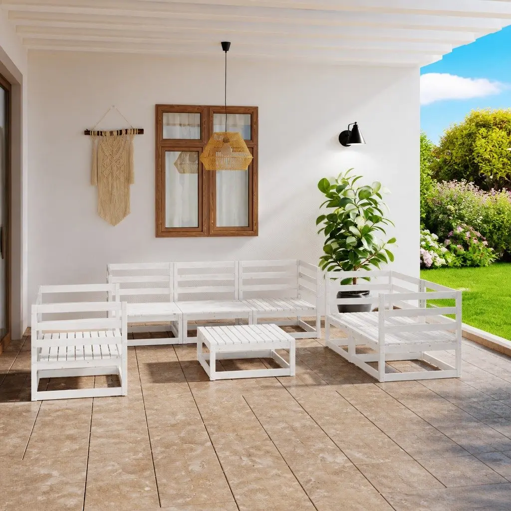 Garden Lounge Set Outdoor Furniture 8 Piece White Modular Sofa Seating