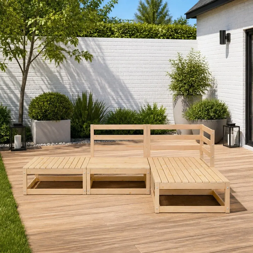 Modular Lounge Set for Garden Outdoor Use 4 Piece Brown