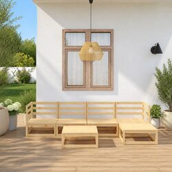 6 Piece Modular Patio Sectional Sofa - Solid Pinewood Construction