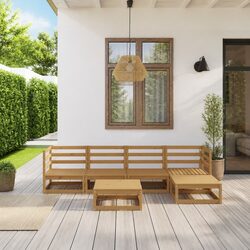 Garden Lounge Set: 6 Pieces of Solid Pinewood
