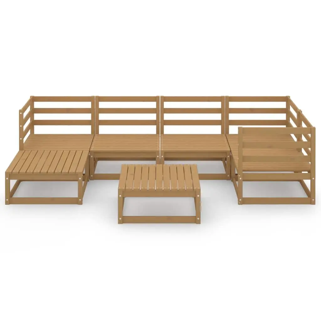 7 Piece Garden Lounge Set Solid Pinewood Outdoor Furniture Brown Pallet Design