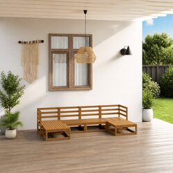 6 Piece Modular Garden Lounge Set - Solid Pinewood