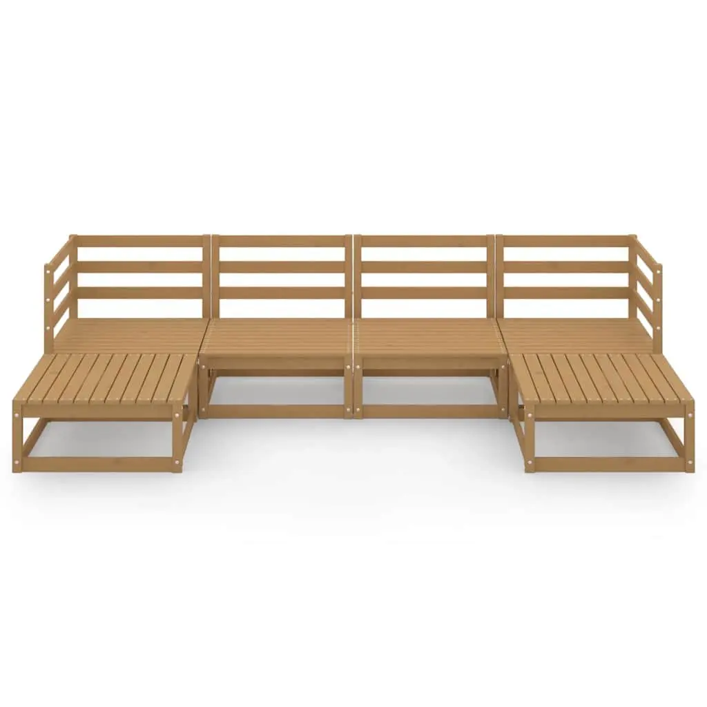 6 Piece Garden Lounge Set Solid Pinewood Brown Outdoor Furniture Patio Sectional