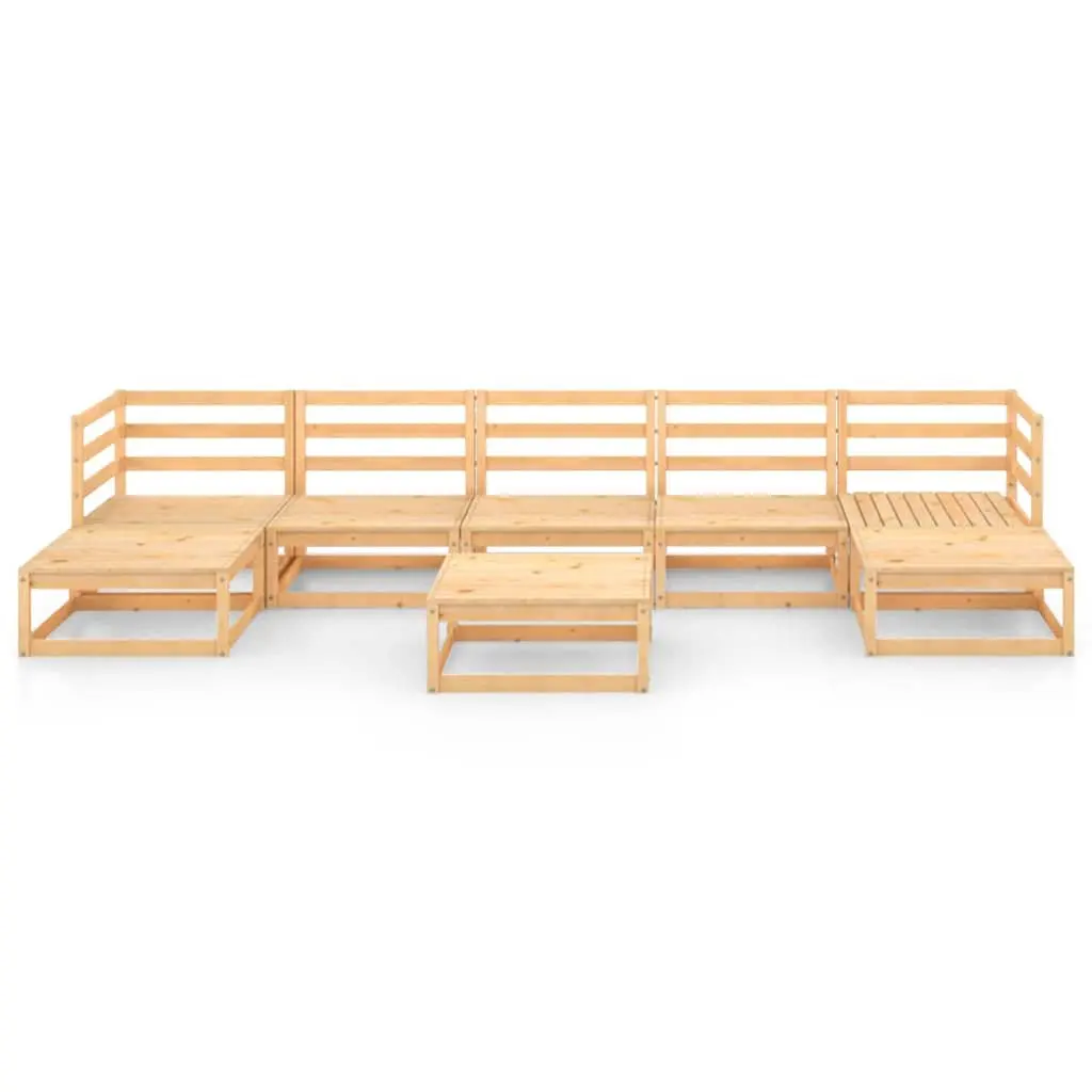 8 Piece Modular Garden Lounge Set Outdoor Furniture Brown Pinewood