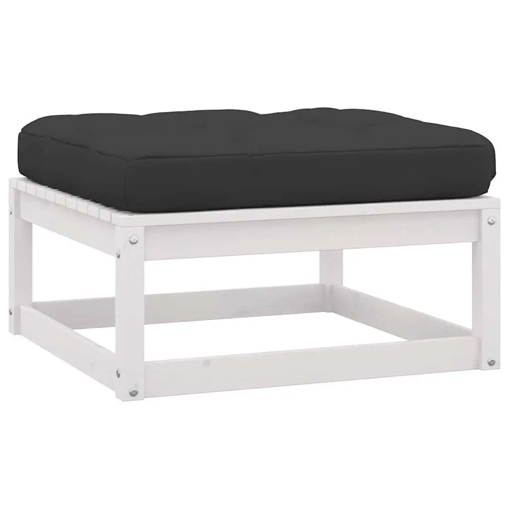 Garden Footstools with Cushions 2 pcs Solid Wood Pine Outdoor Seating Relax