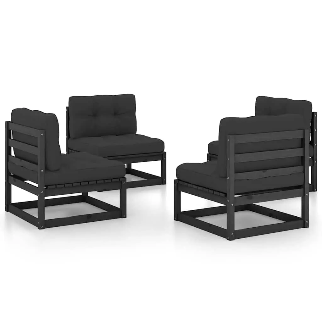 Garden Lounge Set Outdoor Furniture 4 Piece Black