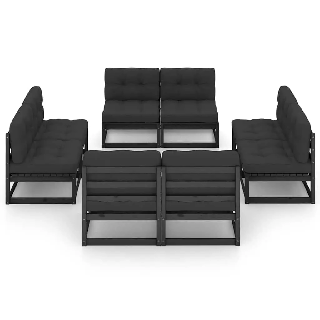 Garden Lounge Set Outdoor Furniture 8 Piece Pinewood Black
