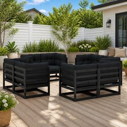8-Piece Modular Garden Lounge Set with Solid Wood Design