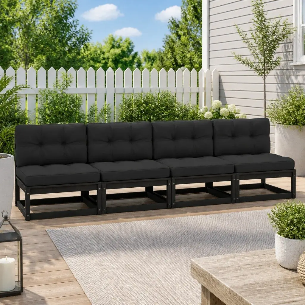 Garden Sofa 4-Seater Outdoor Patio Wooden Seat Bench with Cushions