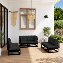 6-Piece Outdoor Furniture Set: Pinewood and Cushions Included
