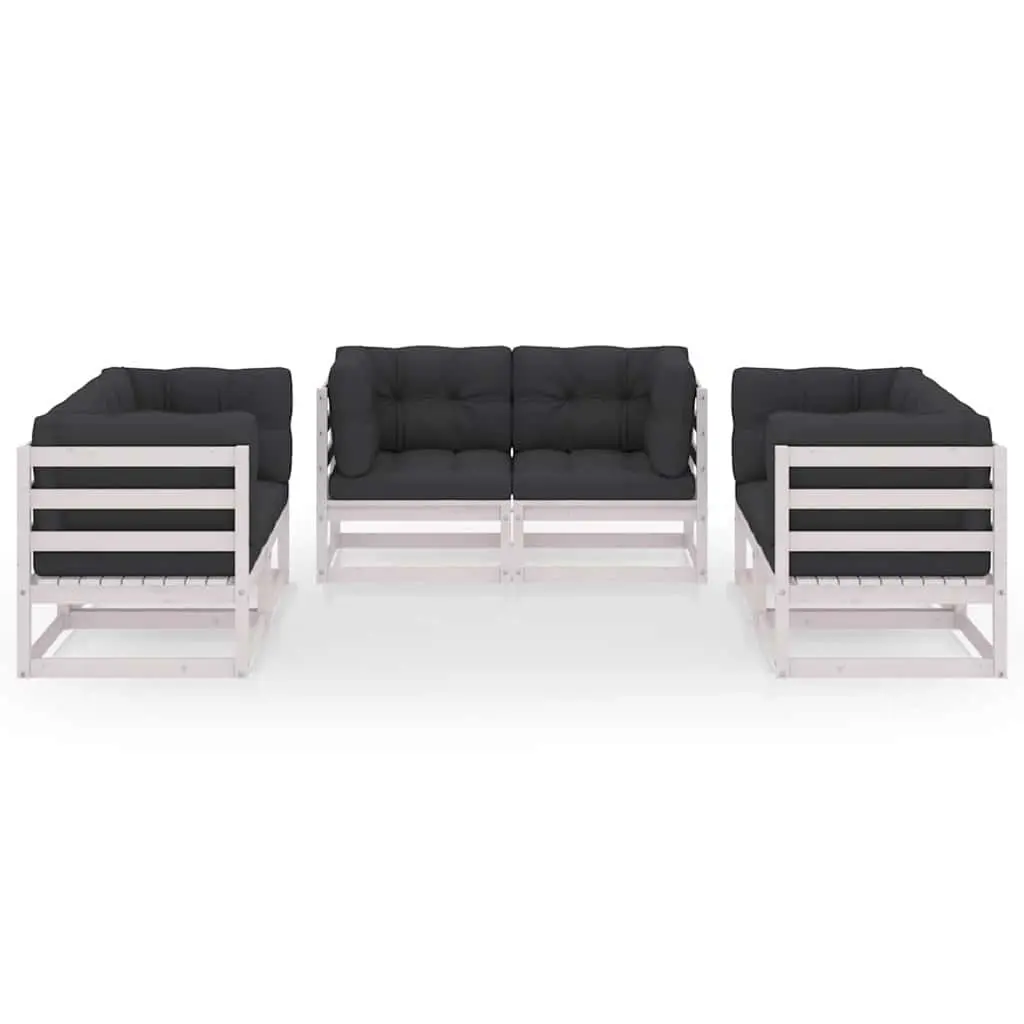 Garden Lounge Set Outdoor Furniture Modular White 6 Piece
