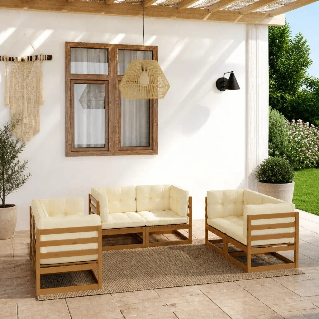 Garden Lounge Set Outdoor Furniture 6 Piece Brown Modular
