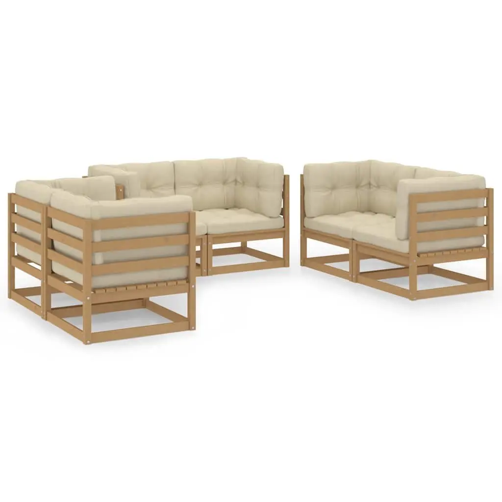 Garden Lounge Set Outdoor Furniture 6 Piece Brown Modular