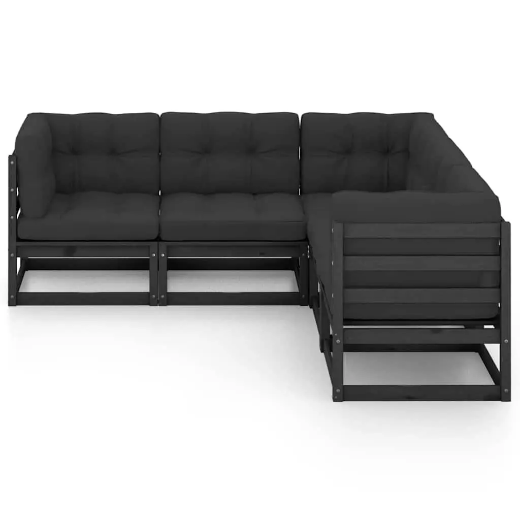 Garden Lounge Set 5 Piece Outdoor Furniture Sofa with Cushions Black