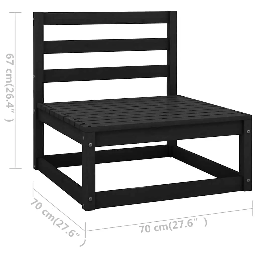 7 Piece Outdoor Garden Lounge Set with Cushions Black Solid Wood Patio Furniture