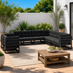 Specifications of 9 Piece Black Pinewood Lounge Set