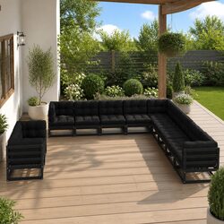 11 Piece Outdoor Lounge Set: Solid Pinewood Construction