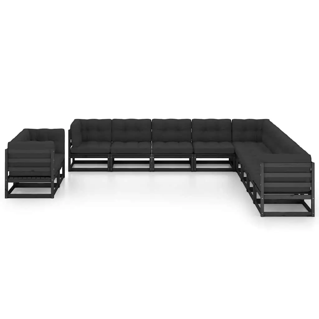11 Piece Outdoor Lounge Set for Garden with Cushions Solid Pinewood