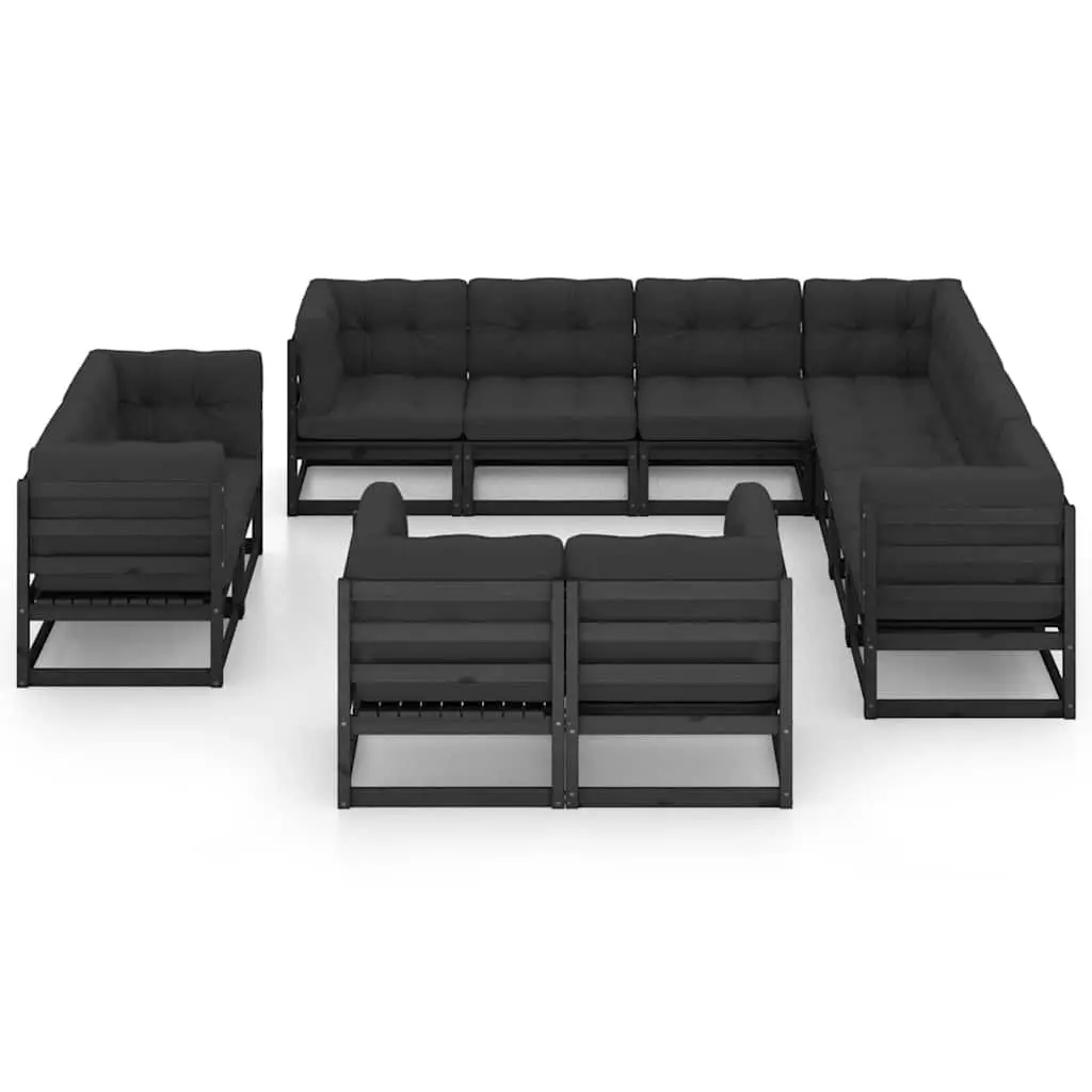 11 Piece Garden Lounge Set in Black