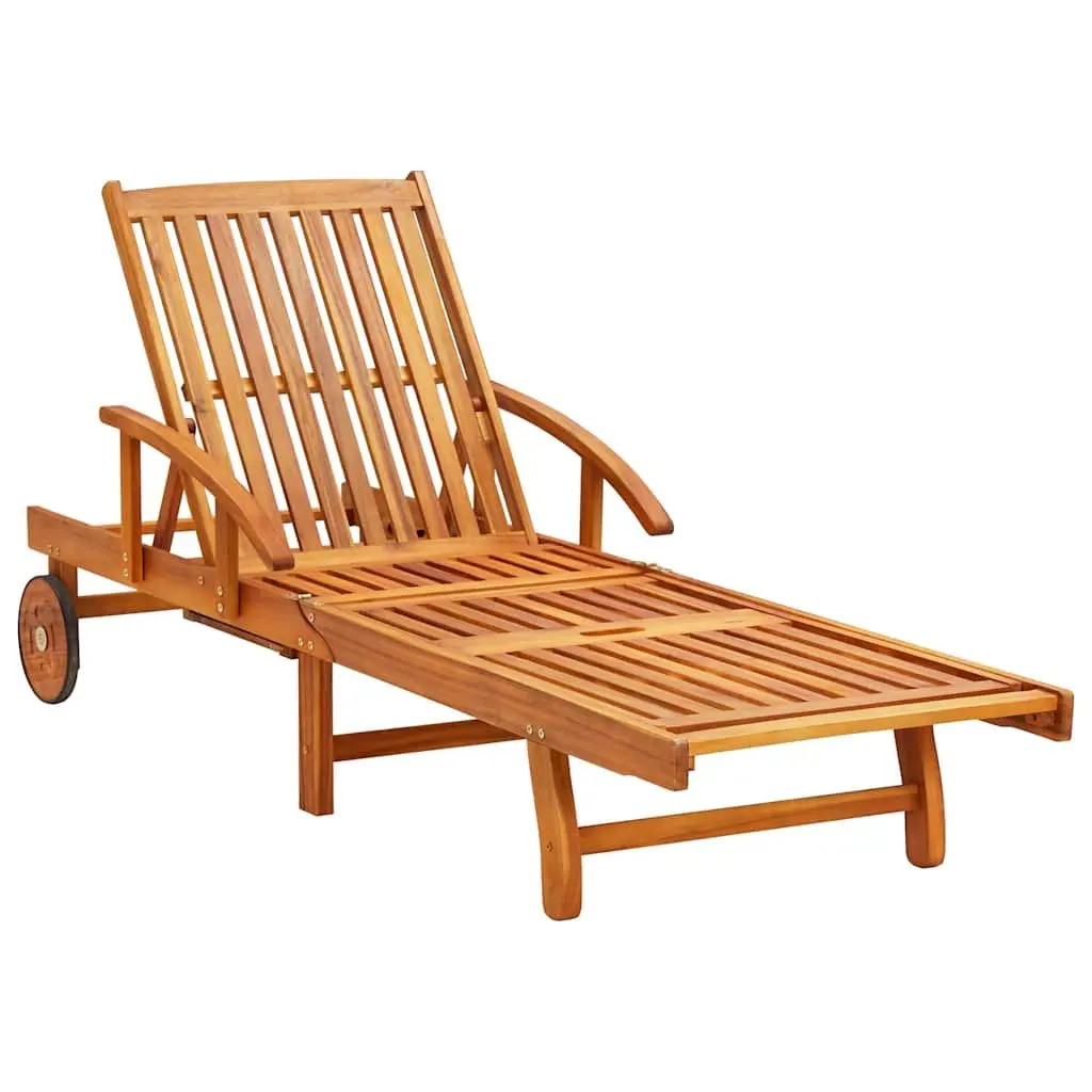 2 Solid Wood Sun Loungers with Cushions