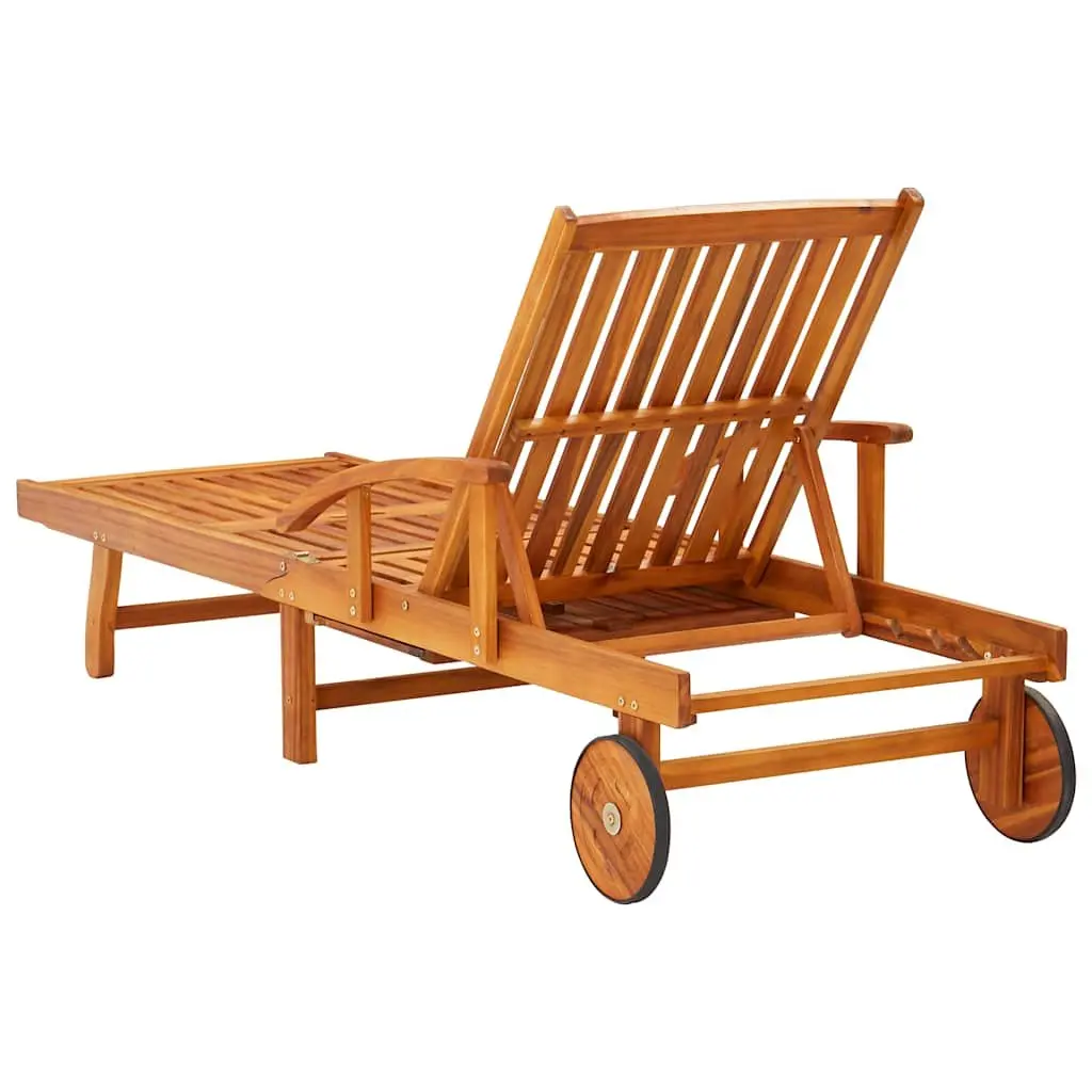 2 Solid Wood Sun Loungers with Cushions