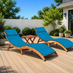 Specifications of Sun Loungers Set: 2 Wooden Loungers and Table