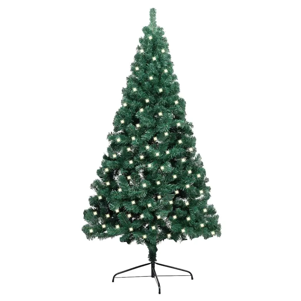 Artificial Half Christmas Tree for Seasonal Decoration 240cm Pre-lit LED Green PVC