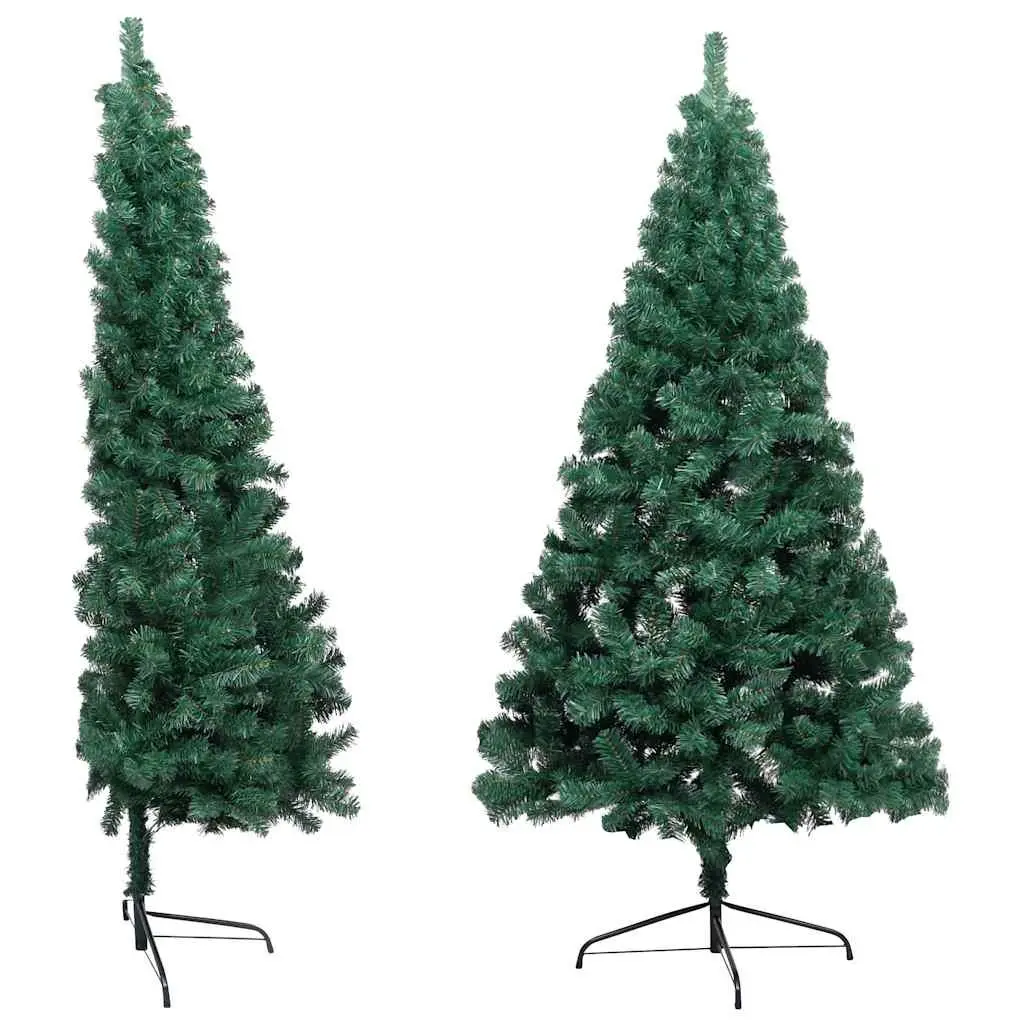 Artificial Half Christmas Tree for Seasonal Decoration 240cm Pre-lit LED Green PVC