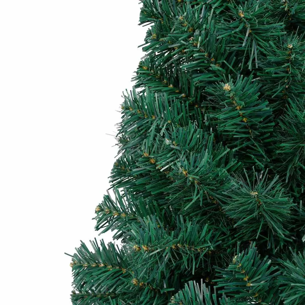 Artificial Half Christmas Tree for Seasonal Decoration 240cm Pre-lit LED Green PVC