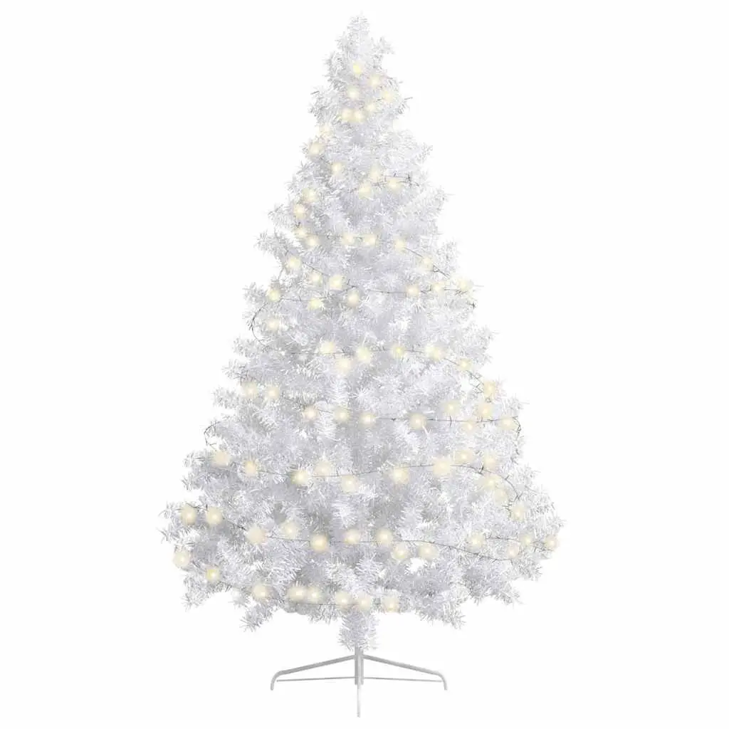 Artificial Half Christmas Tree for Wall Decoration 180cm White Pre-lit LED