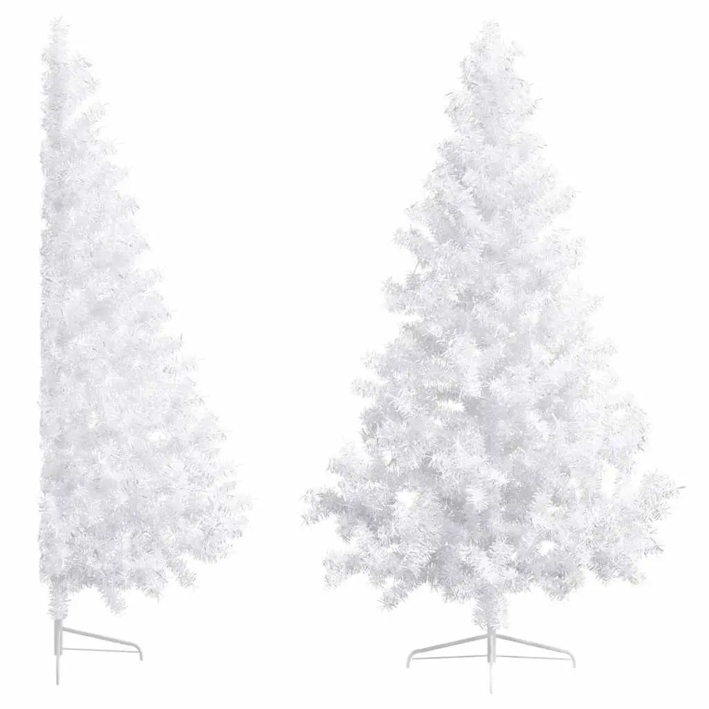 Artificial Half Christmas Tree for Wall Decoration 180cm White Pre-lit LED
