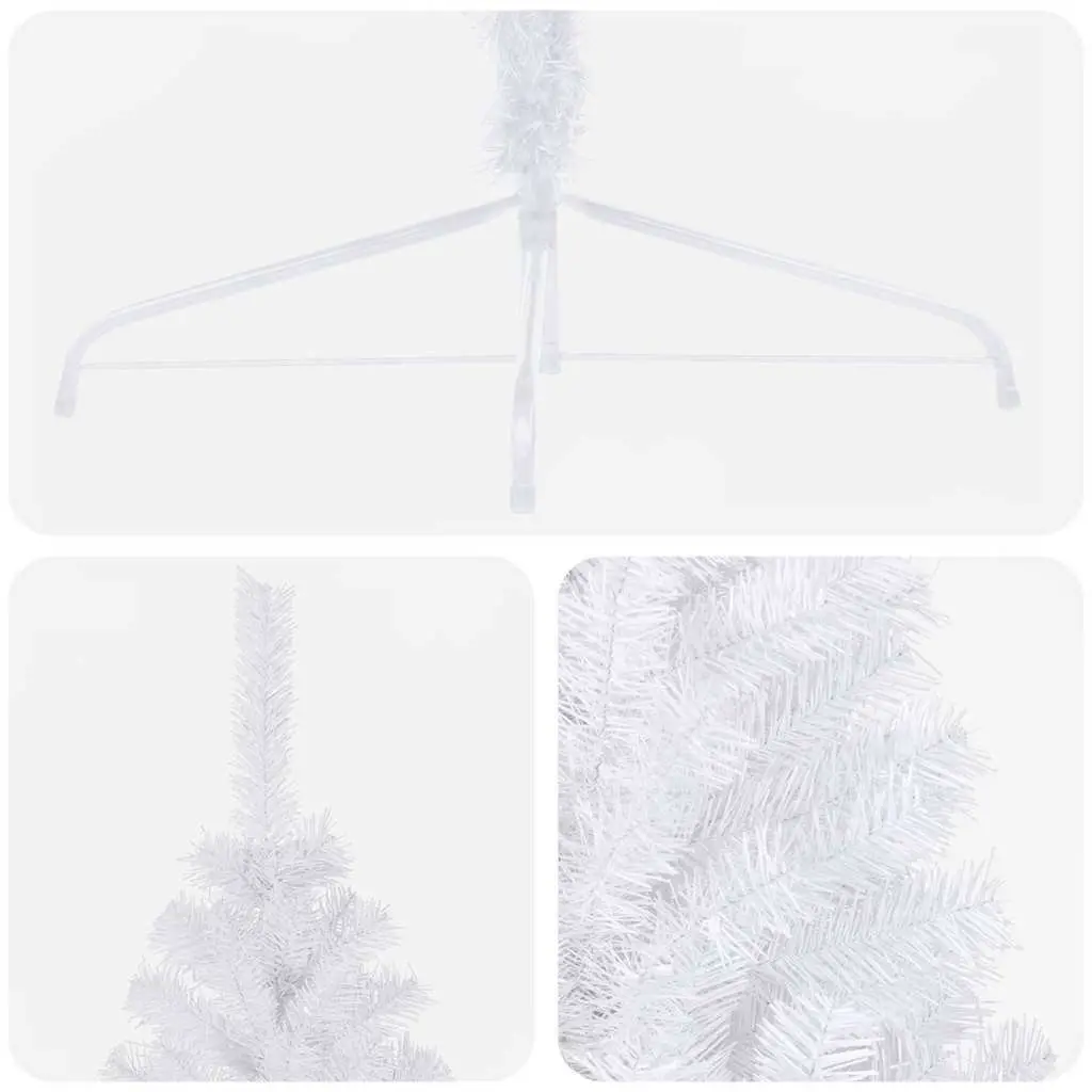 Artificial Half Christmas Tree for Wall Decoration 180cm White Pre-lit LED