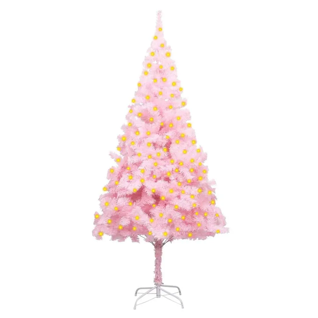 Artificial Christmas Tree for Holiday Decor 180cm Pink with LED Lights