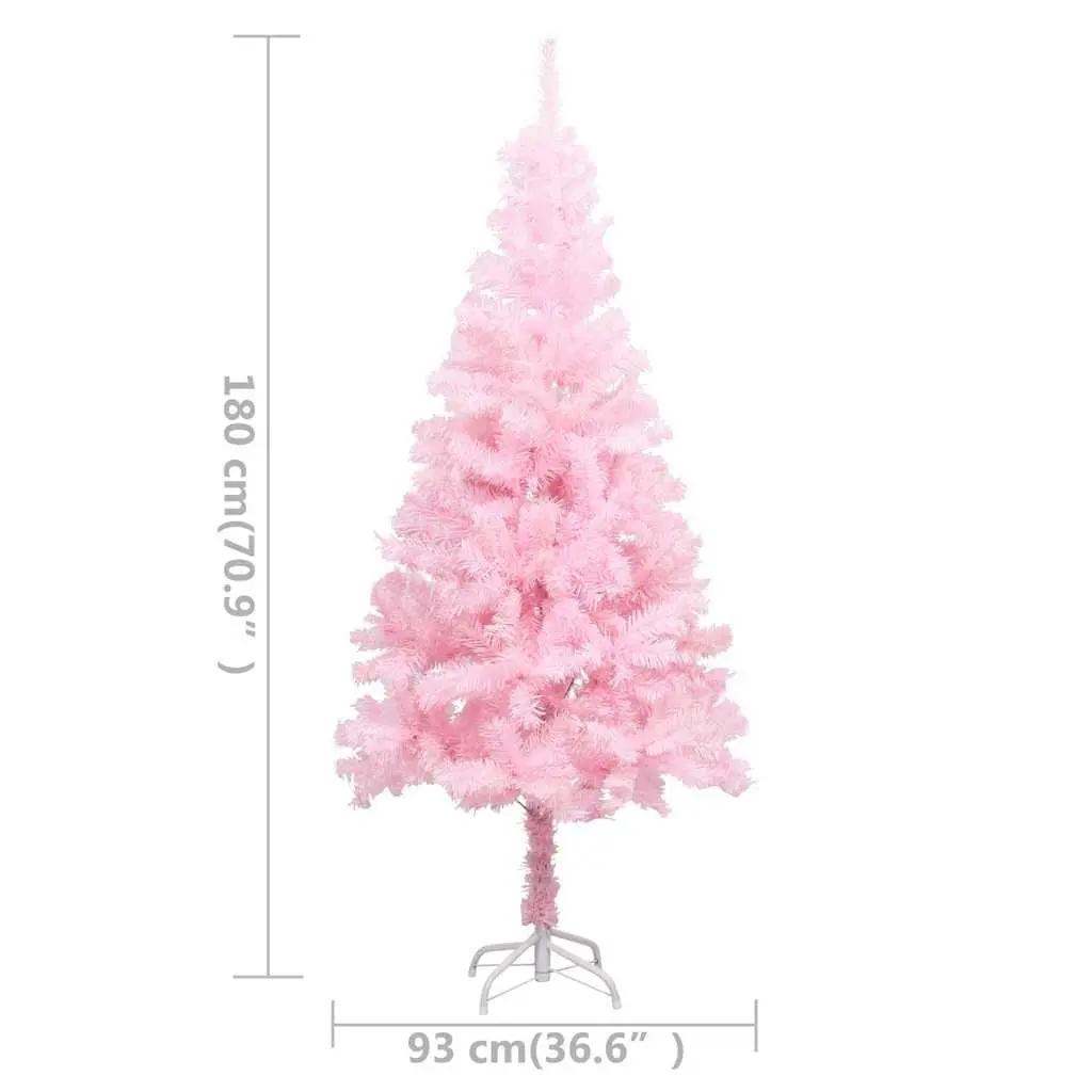 Artificial Christmas Tree for Holiday Decor 180cm Pink with LED Lights