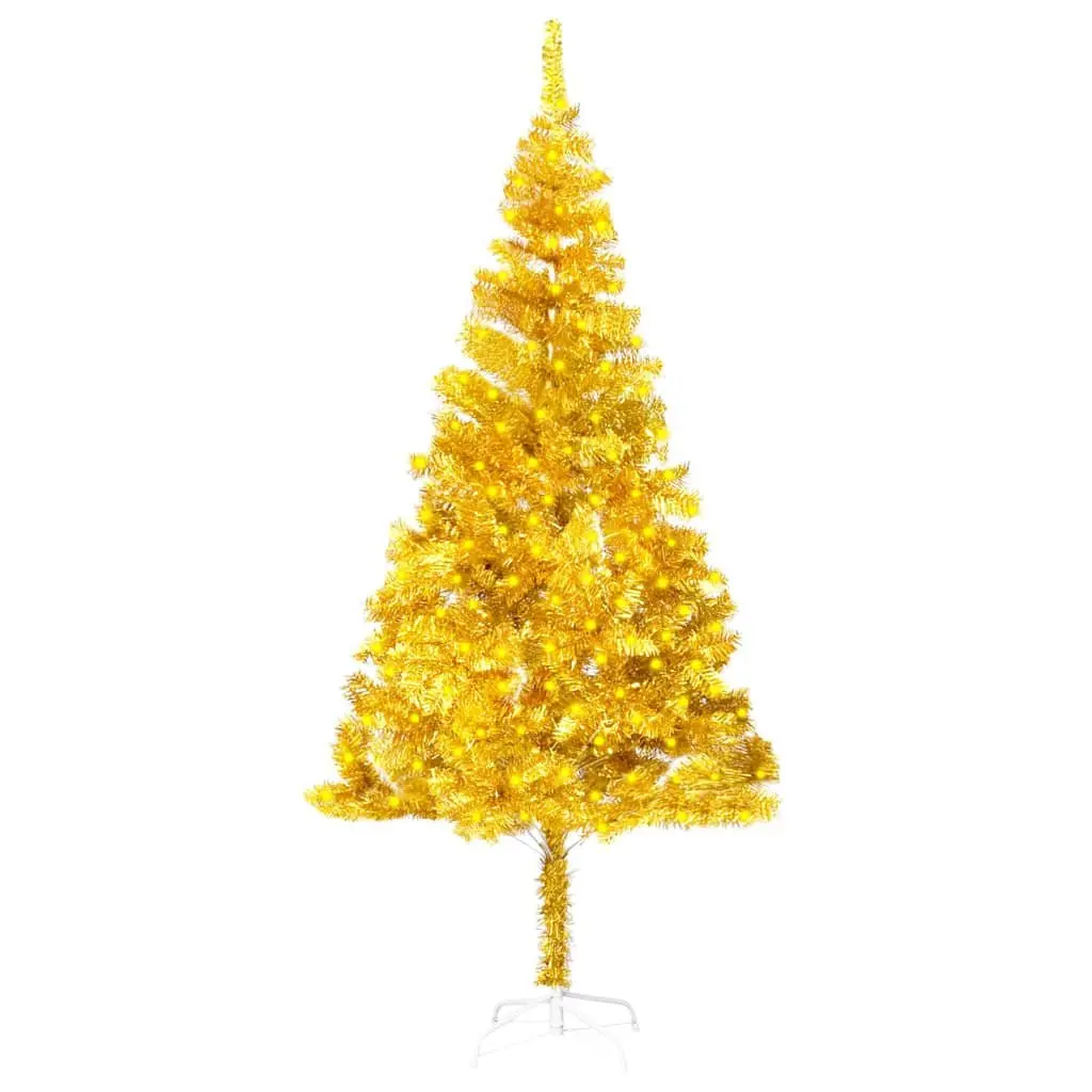 Artificial Christmas Tree for Holiday Decor 180cm Gold with LED Lights