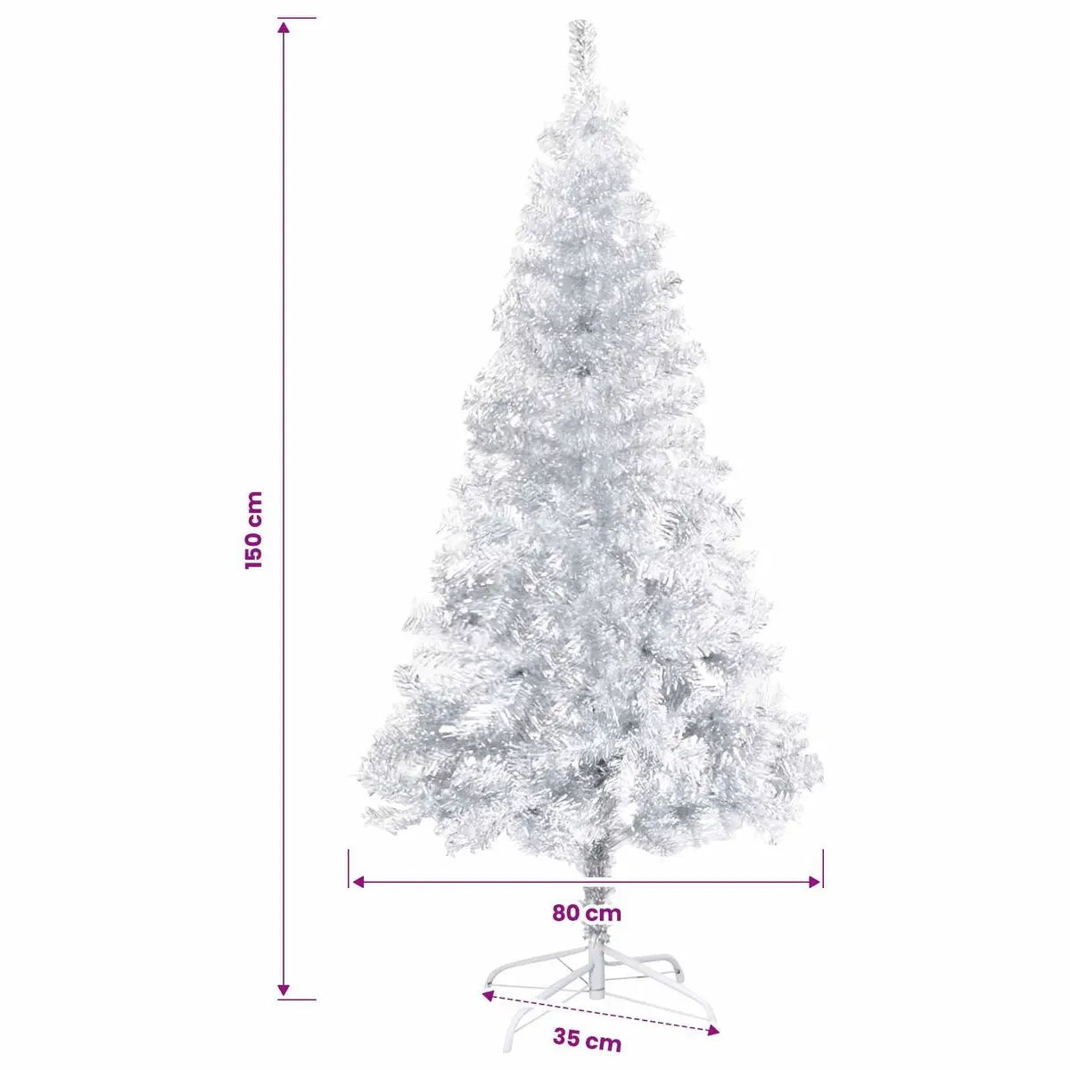 Silver Pre-lit Christmas Tree 150 cm