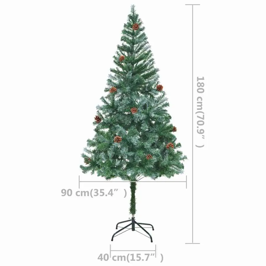 Artificial Christmas Tree 180cm for Home Decoration with LED Lights and Pine Cones