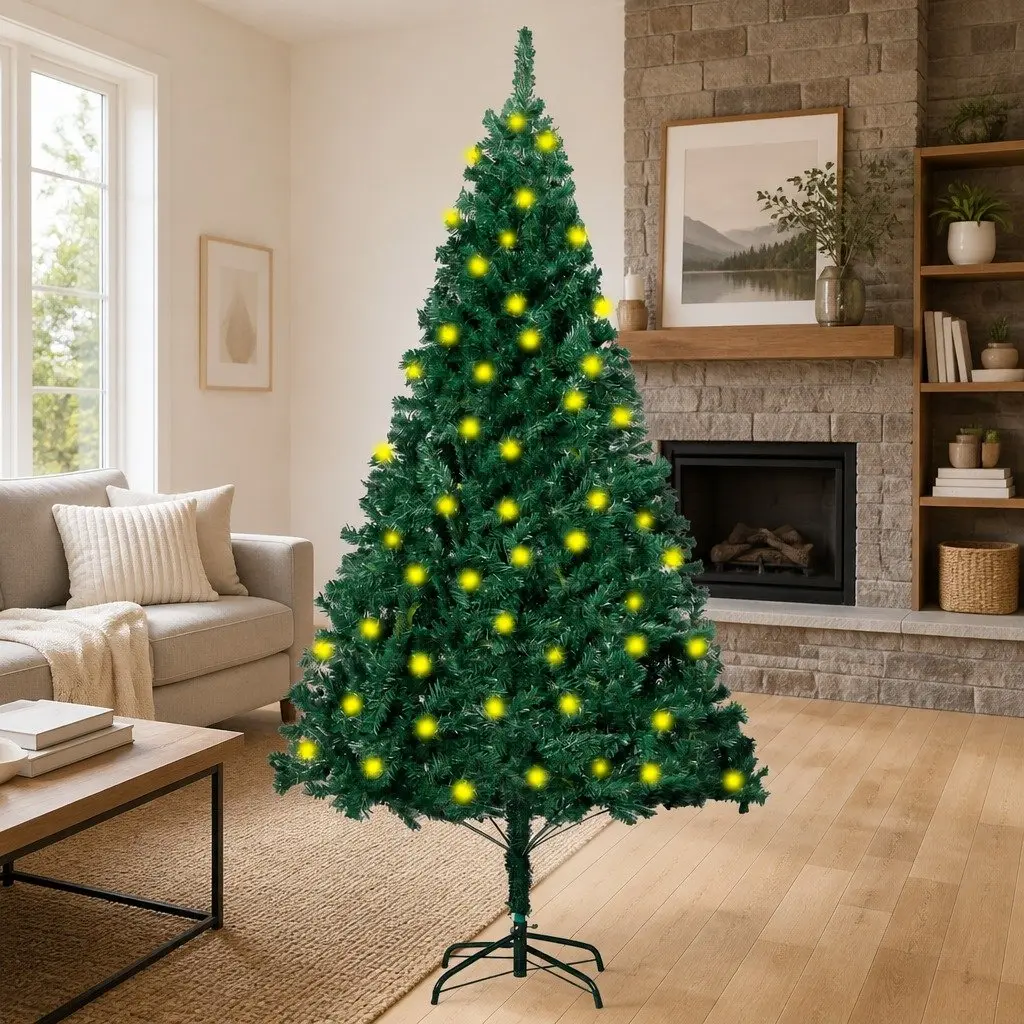 Artificial Christmas Tree for Holiday Decoration 150cm Green Pre-lit LED Lights