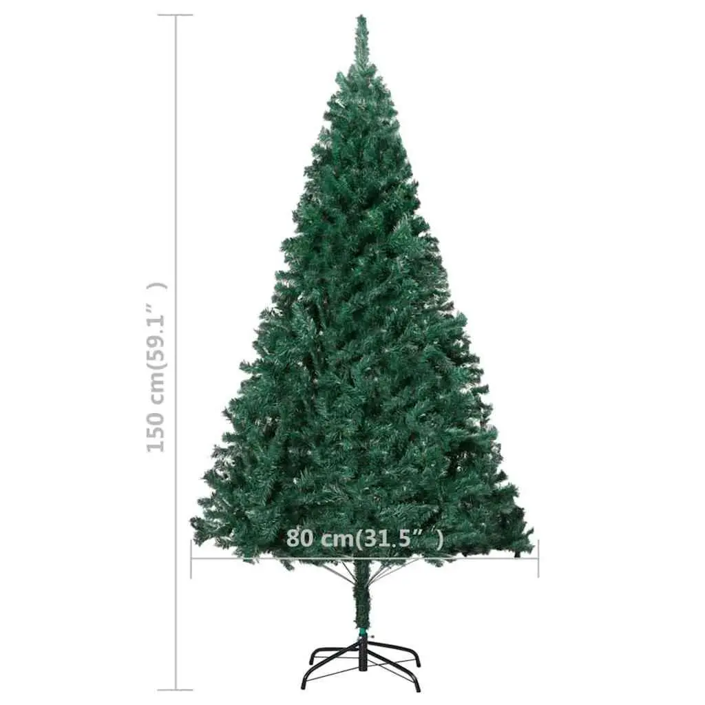 Artificial Christmas Tree for Holiday Decoration 150cm Green Pre-lit LED Lights