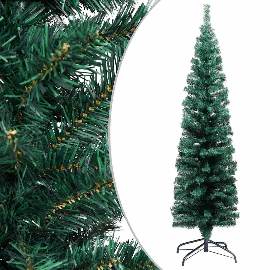 Slim Artificial Christmas Tree for Holiday 120cm with LED Lights Green
