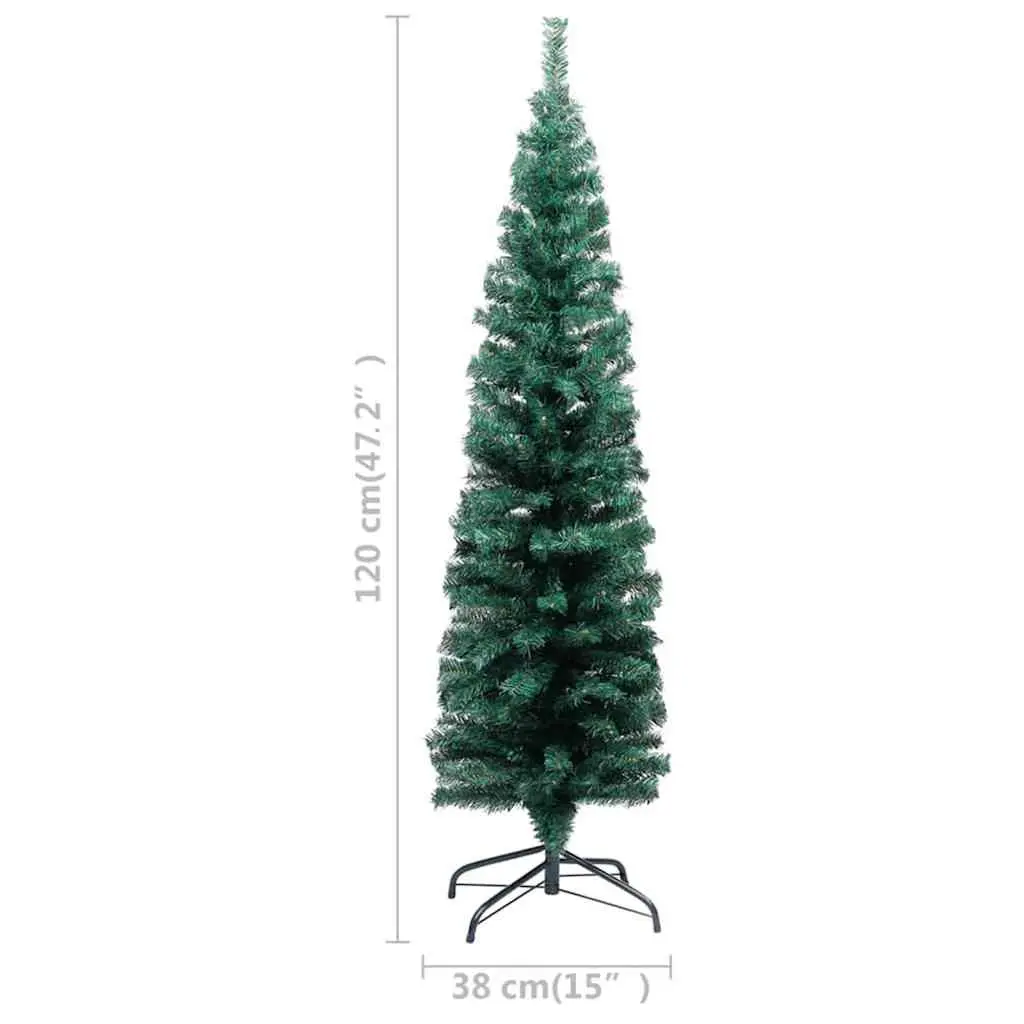 Slim Artificial Christmas Tree for Holiday 120cm with LED Lights Green