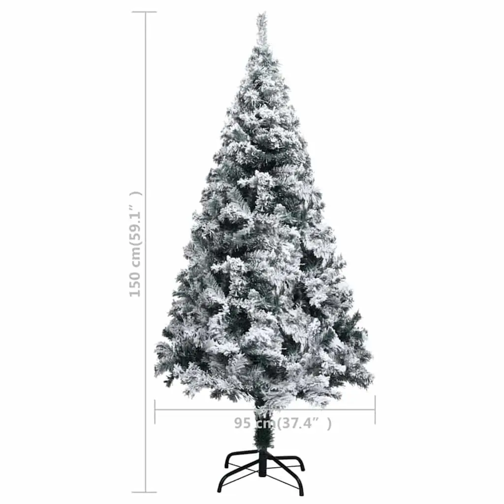 Artificial Christmas Tree Indoor 150cm Flocked Snow Green