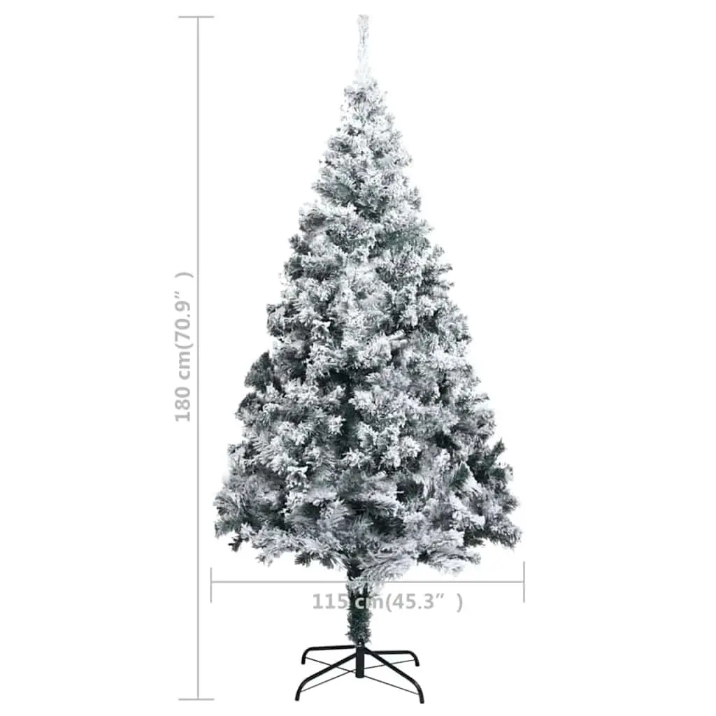 Artificial Christmas Tree Flocked Snow Green 180cm Holiday Decoration