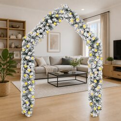 Christmas Garland with LED Lights Flocked Snow Green 10m PVC Holiday Decor