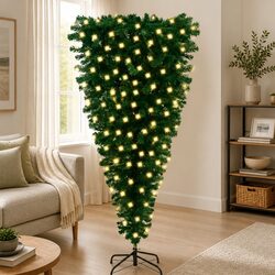 Upside-Down Christmas Tree Green 180cm with LED Lights