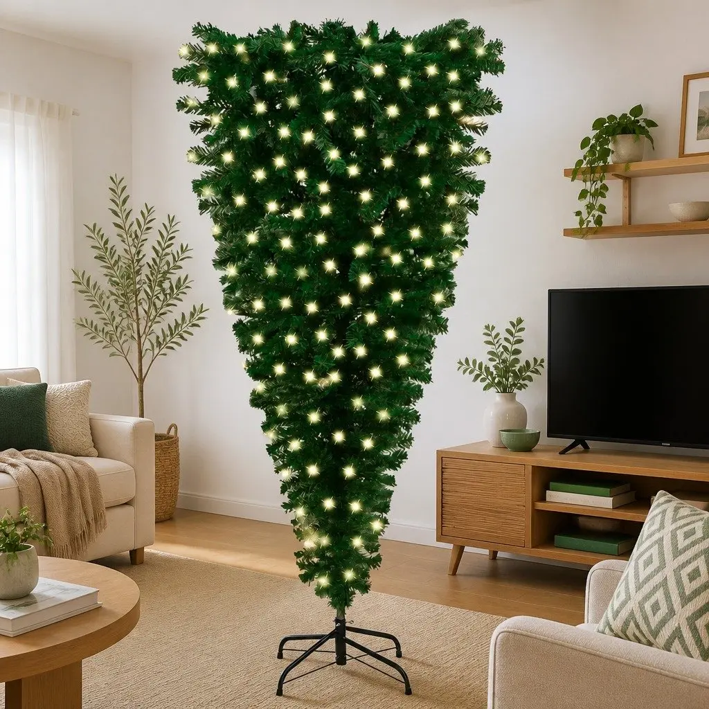 Upside-down Artificial Christmas Tree Green 240cm Holiday Decor
