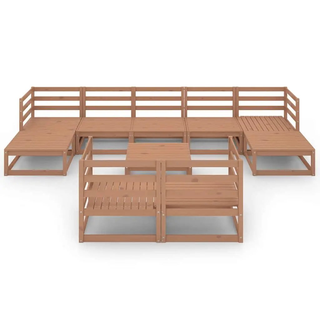 10 Piece Garden Lounge Set Outdoor Furniture Solid Wood Patio Seating Brown