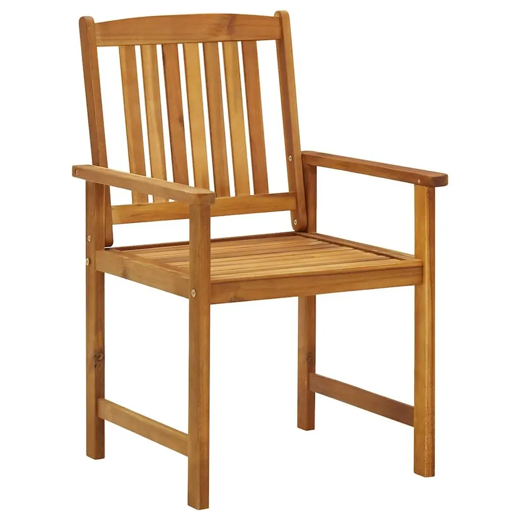 6 Outdoor Chairs in Solid Acacia Wood, Brown Finish