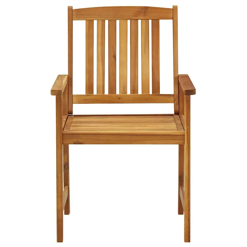 6 Outdoor Chairs in Solid Acacia Wood, Brown Finish